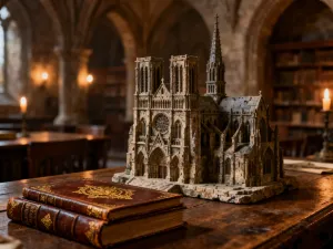 Stos książek na drewnianym stole przy filiżance herbaty w przytulnym, słonecznym wnętrzu biblioteki.